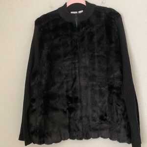 Carolina Colours Full Zip Black Faux Fur Jacket Size 22/24